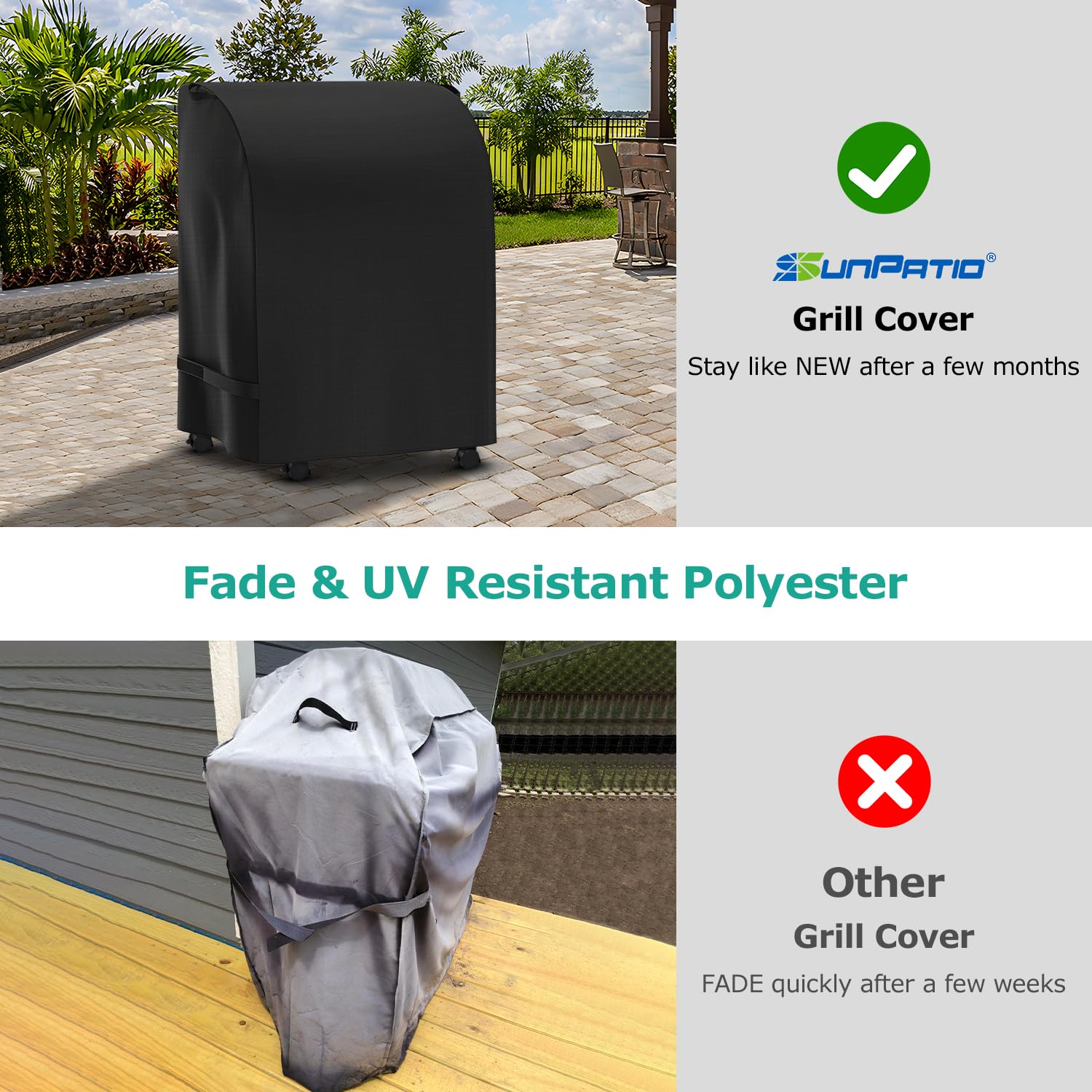 Close-up of SunPatio soft polyester inner lining for grill protection.