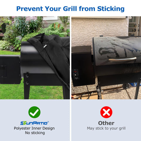 SunPatio waterproof grill cover close-up of FadeStop fabric.