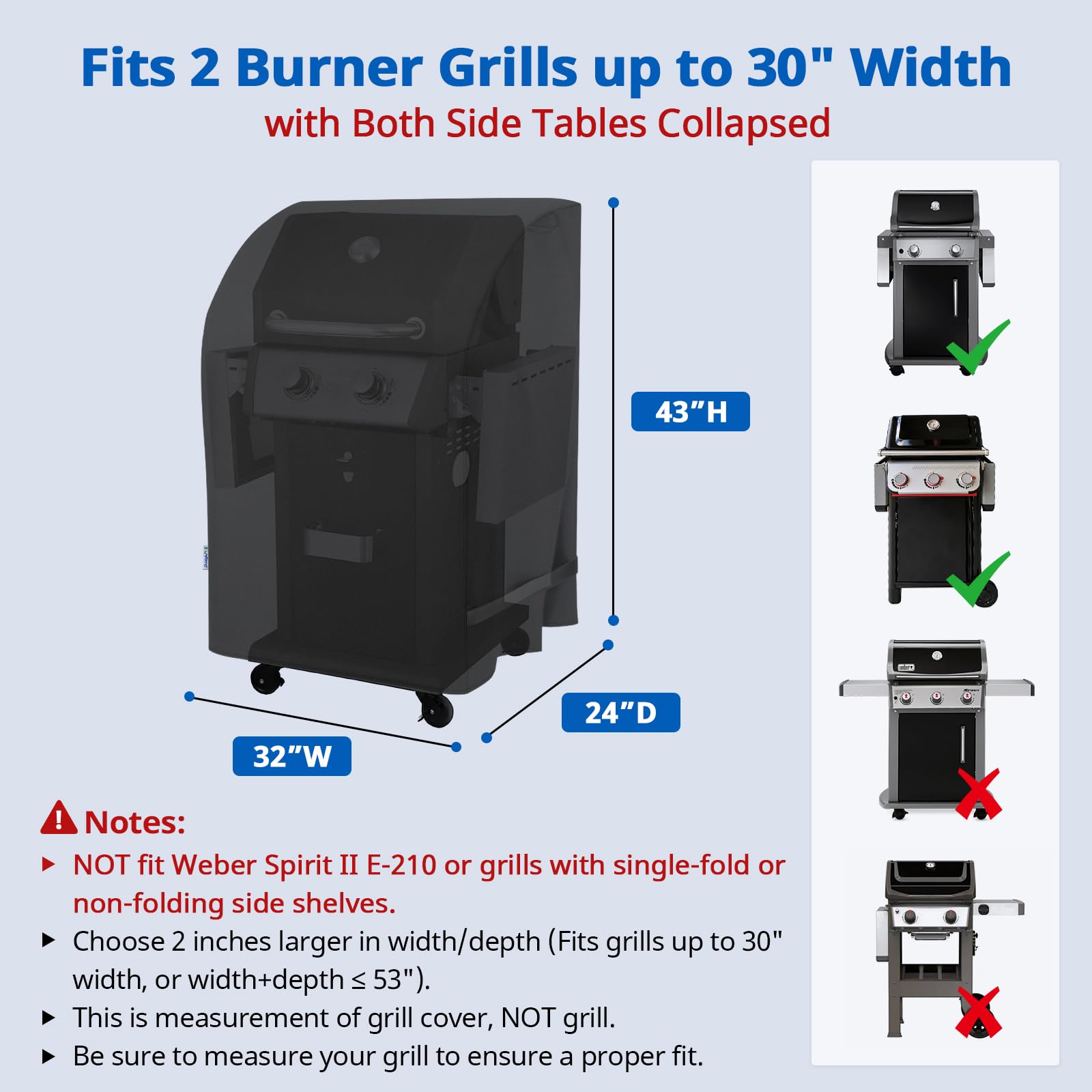 SunPatio wind-resistant grill cover with side straps securing a grill in breeze