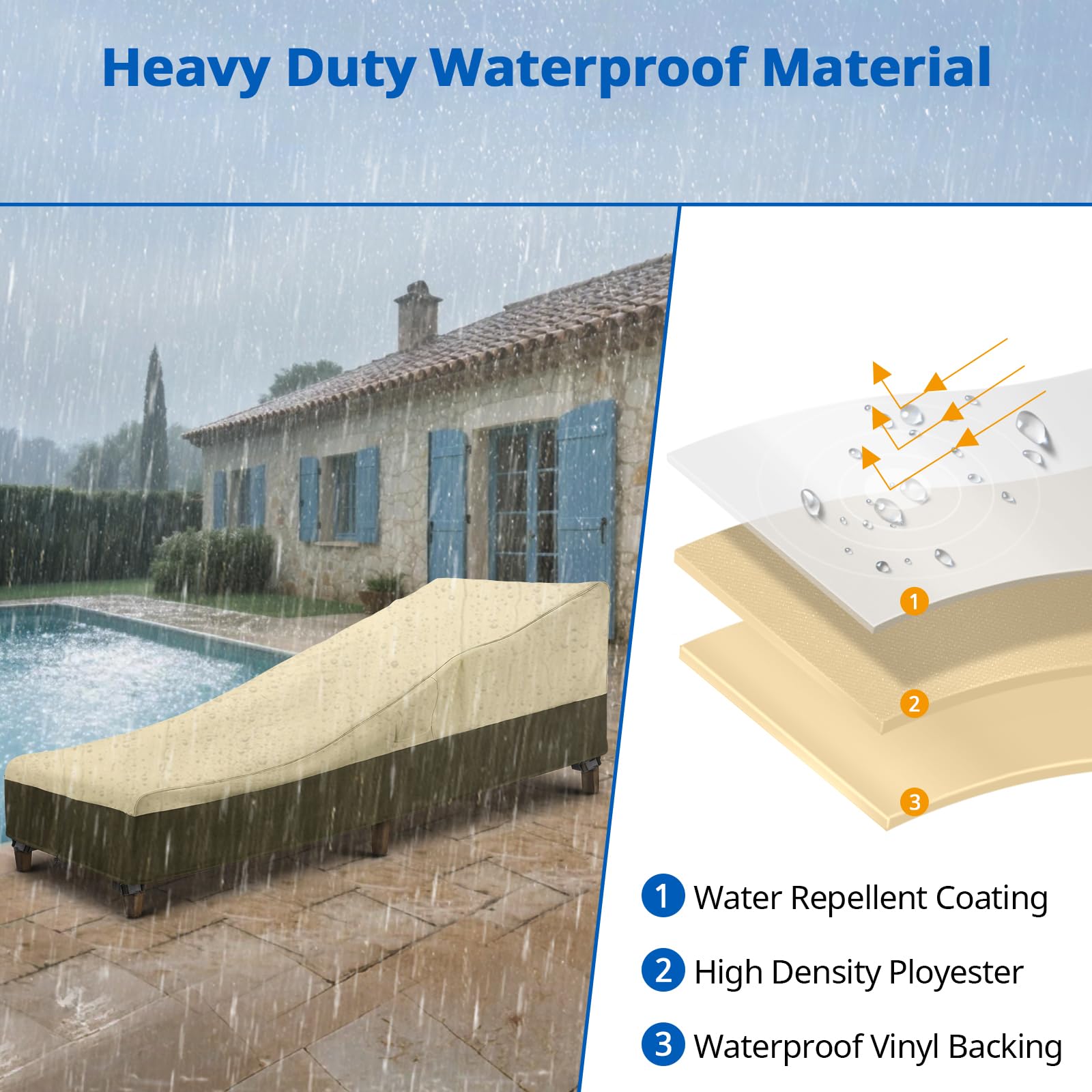 SunPatio windproof design with drawstrings and straps secures a tight fit.