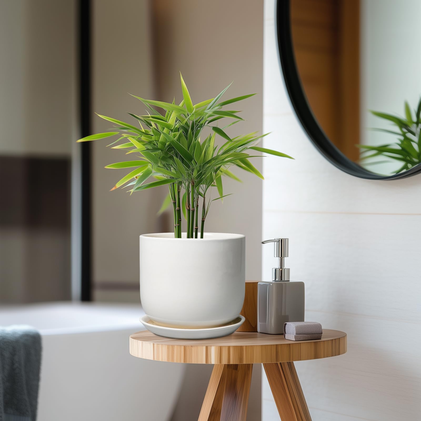 SUNPOTFOR modern round planter enhancing home or office decor
