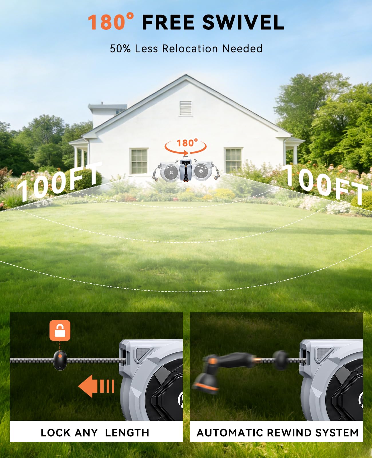 SUNPOW auto-rewind mechanism reduces tangles during use