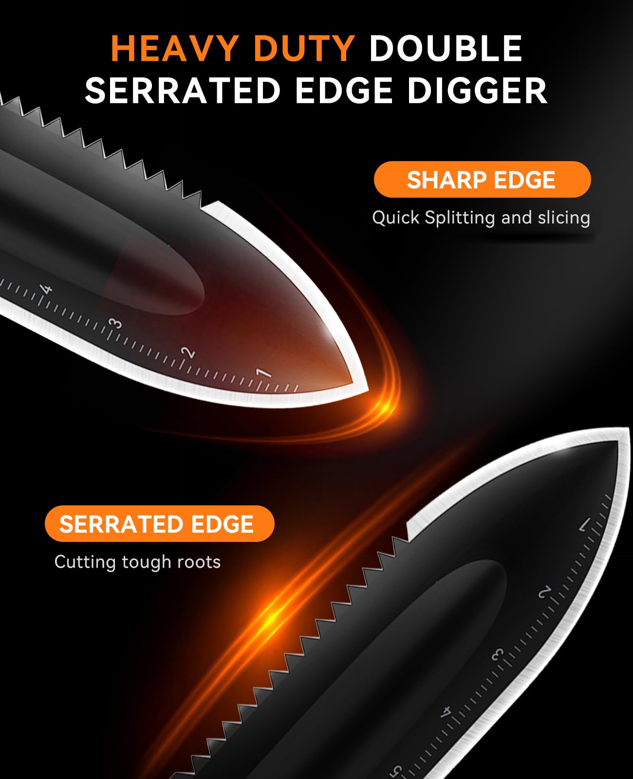 SUNPOW garden trowel with depth measure for precise digging