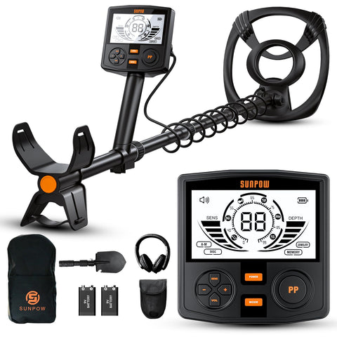 Sunpow professional metal detector with a 12in coil for precise ground searches