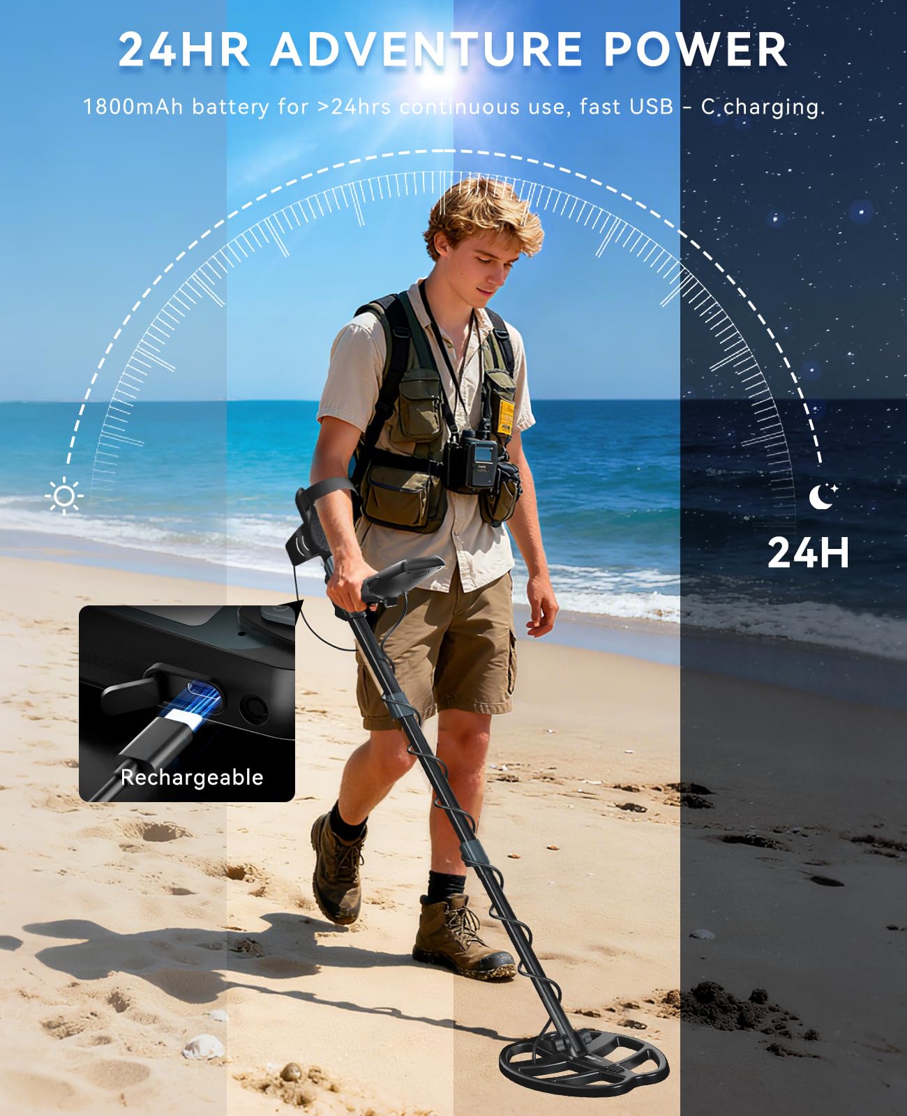 SUNPOW pinpoint mode aids accurate recovery of coins and relics.