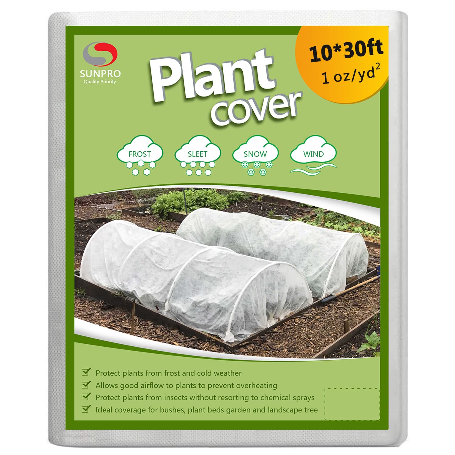 SUNPRO float row cover over a large bed for broad frost protection.