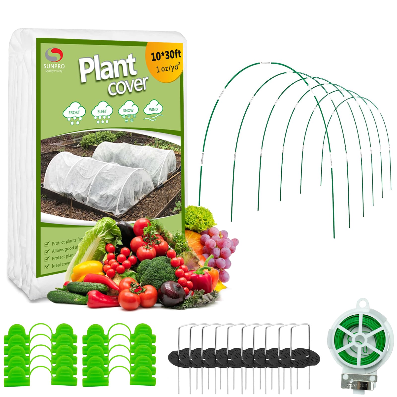 SUNPRO frost cloth 10x30ft shields plants in winter for healthier growth.
