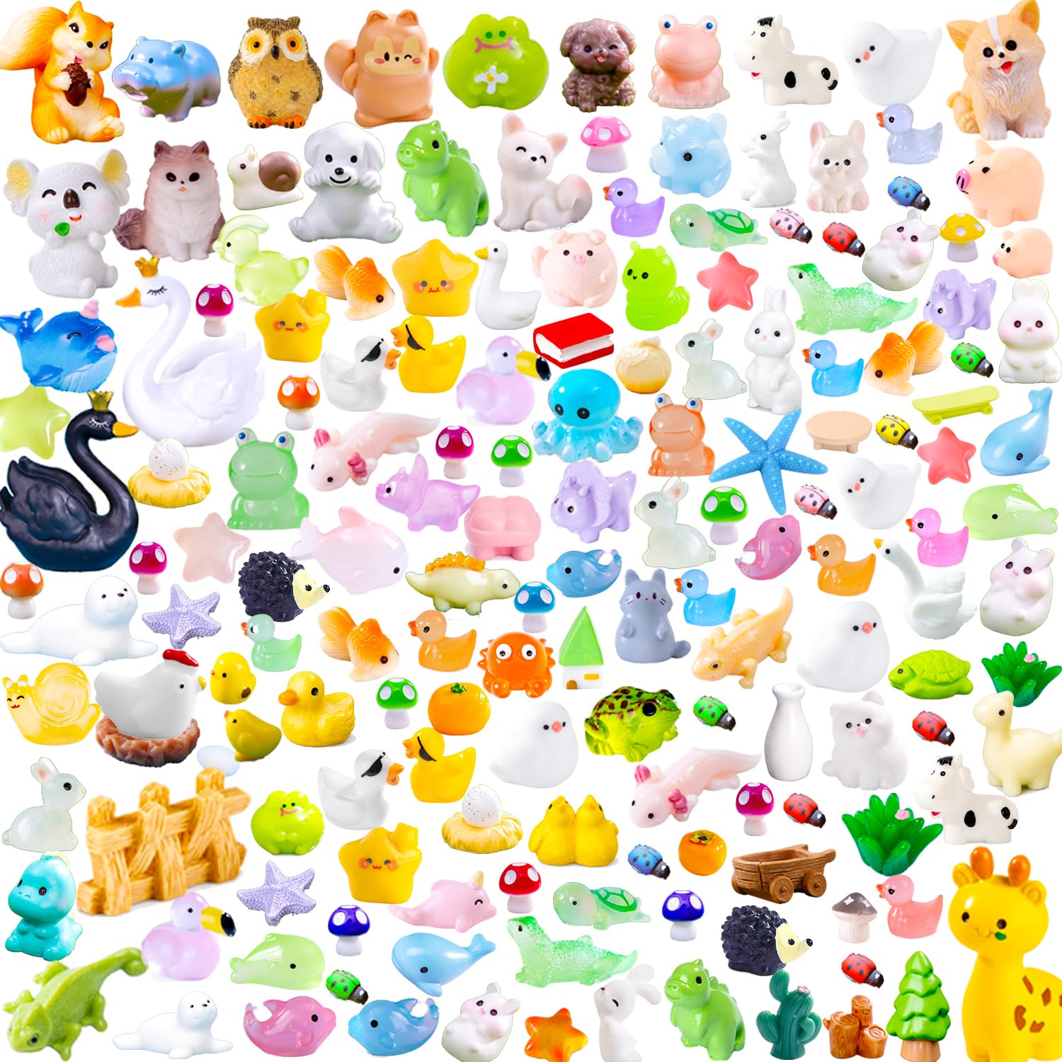 SUNPROUND mini resin animals variety pack front view for creative decorating