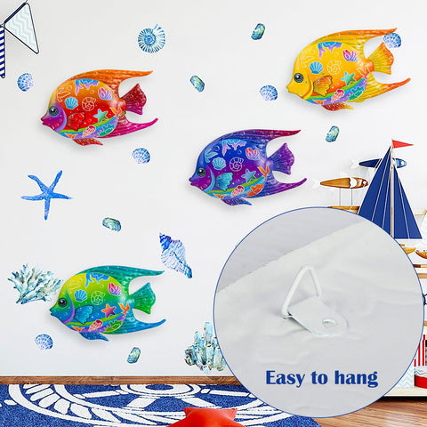 SUNREEK 9-inch fish wall art with back hook for easy hanging.