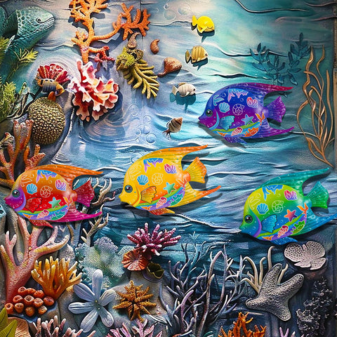 SUNREEK 9-inch fish wall art with rust-resistant finish for outdoors.