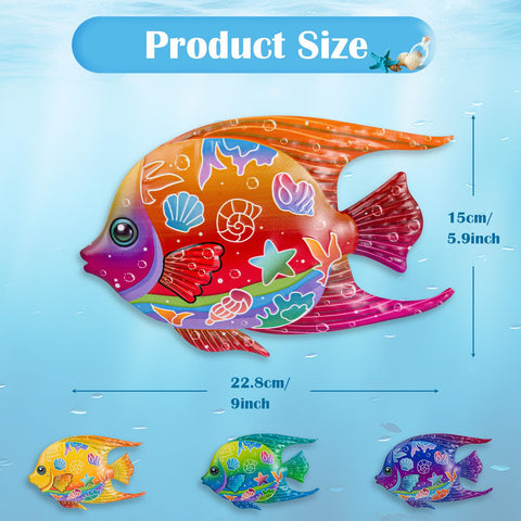 SUNREEK 9-inch purple metal fish wall art for nautical charm.