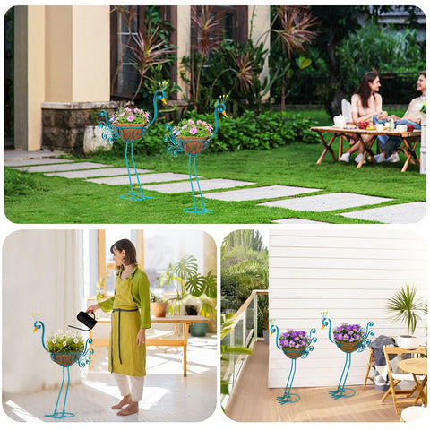 SUNREEK peacock planters four stakes provide stable outdoor footing