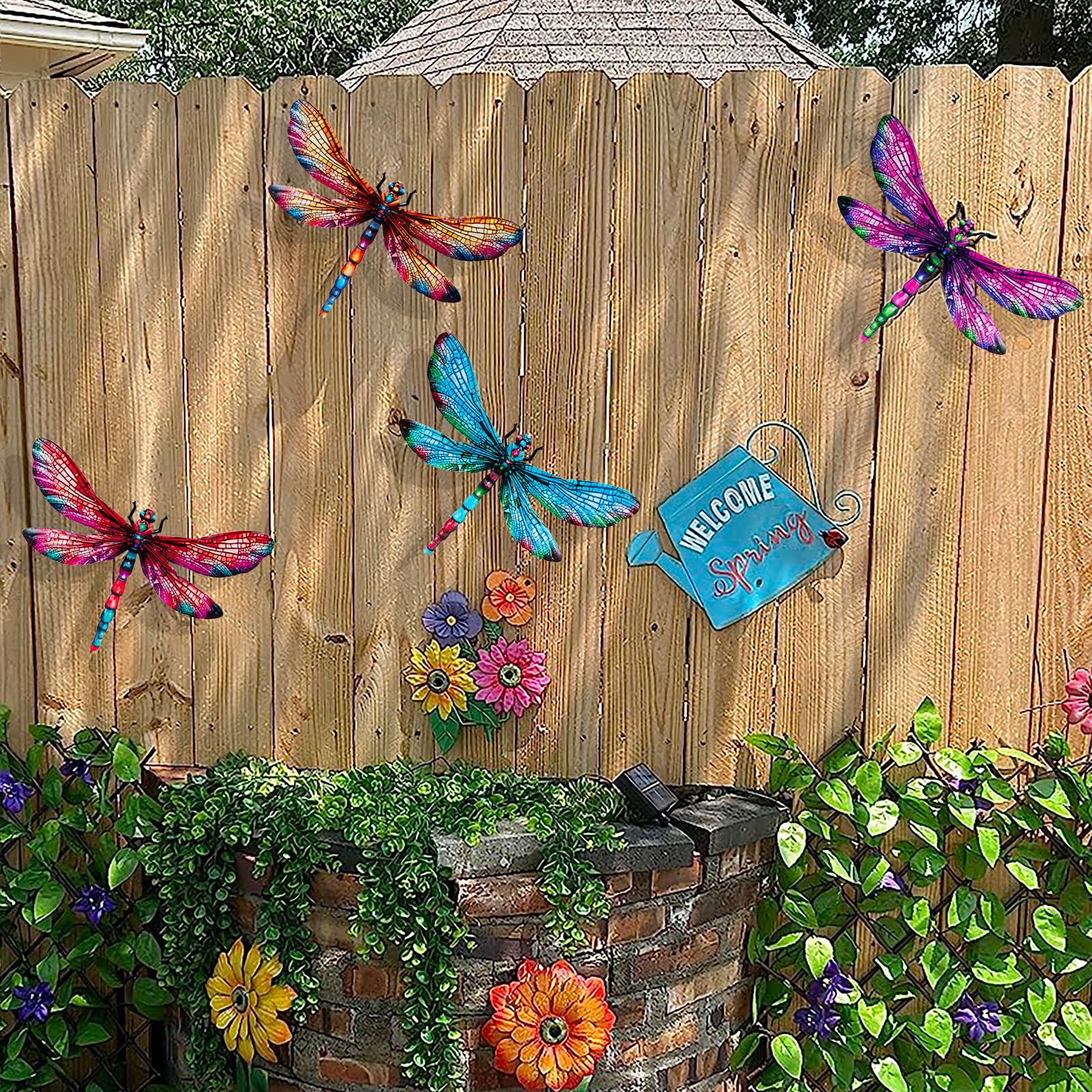 SUNREEK dragonfly wall decor for fence and yard as a focal point