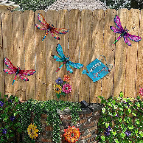 SUNREEK dragonfly wall decor for fence and yard as a focal point
