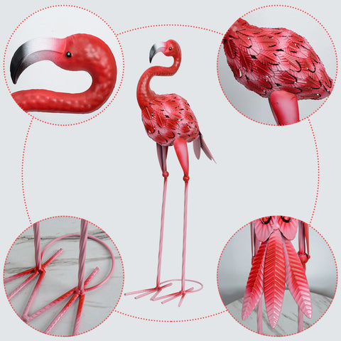 Easy assemble SUNREEK flamingo statue with foot insertion for quick setup