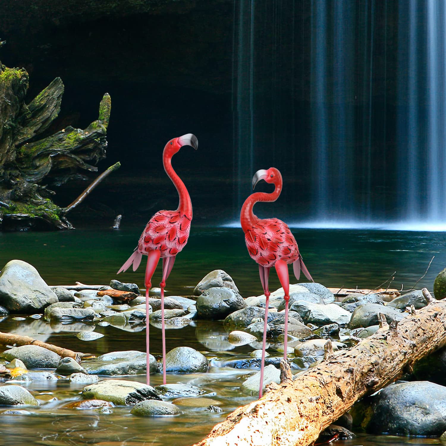 SUNREEK flamingos with enamel finish withstand daily outdoor use across seasons