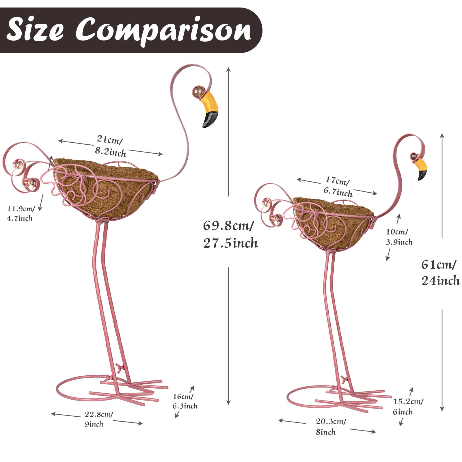 SUNREEK flamingo planter stands 27.5 inches for a bold yard accent.