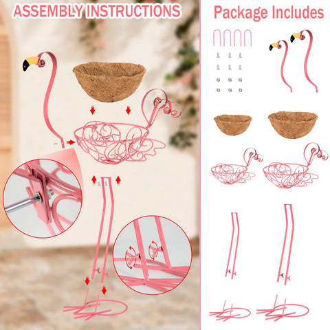 SUNREEK flamingo planter close-up showing eye and feather details.