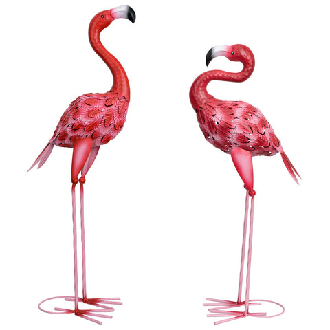 SUNREEK flamingo yard statues pair add vibrant focal point to your garden