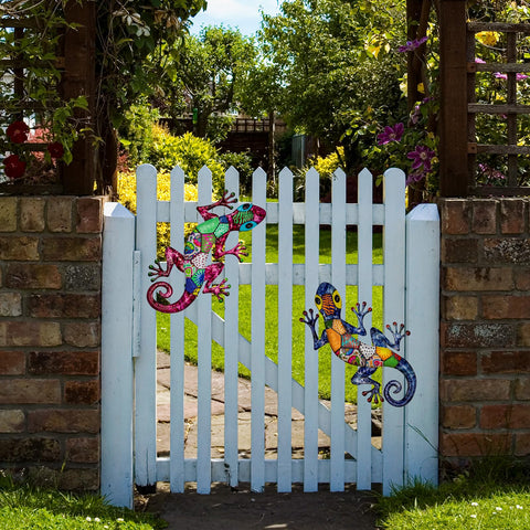 Durable iron construction resists rust for year-round garden display.