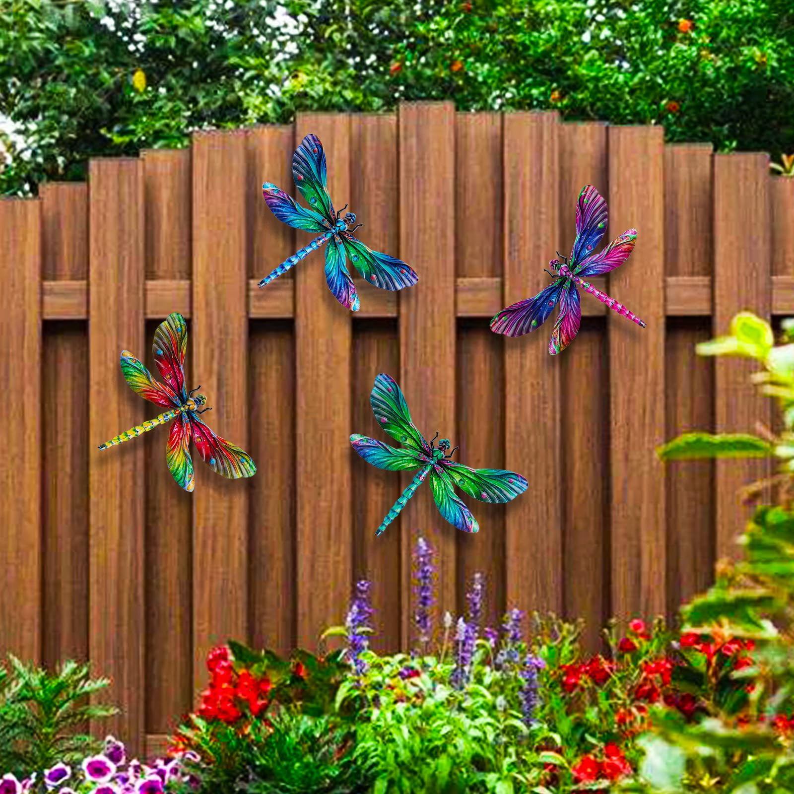 SUNREEK dragonfly wall art 4-pack cohesive garden accents