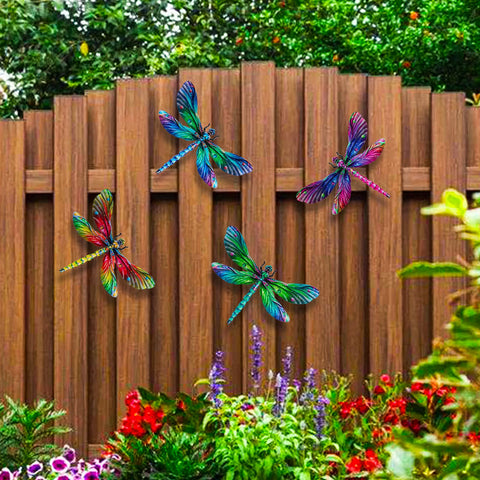 SUNREEK dragonfly wall art 4-pack cohesive garden accents