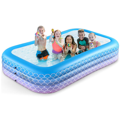 Sunrio inflatable pool in backyard for family cooling and play