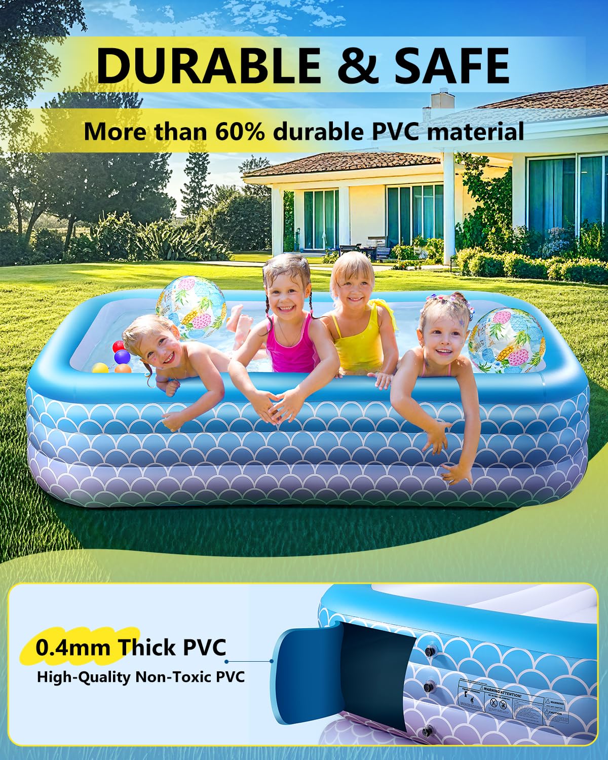 Sunrio leakproof pool with built-in valves for quick setup