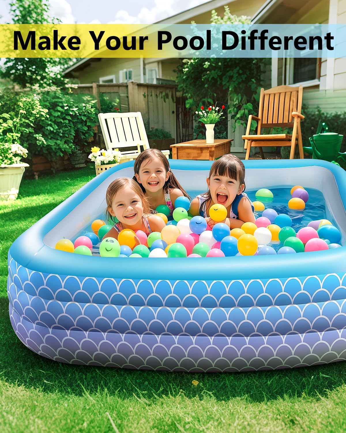 Sunrio pink-blue gradient pool design on a sunny day