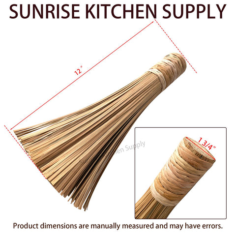 SUNRISE Bamboo Wok Brush bristles for tough residue removal on woks.