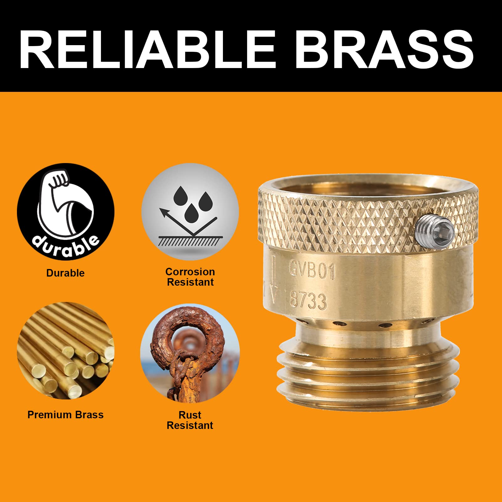 Sunroad brass vacuum breaker side view showing durable outdoor build