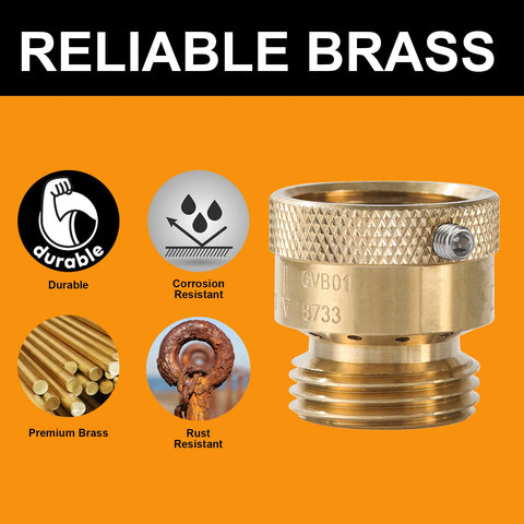 Sunroad brass vacuum breaker side view showing durable outdoor build