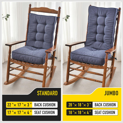 SUNROX cushion with ties demonstrating secure placement on rocking chairs