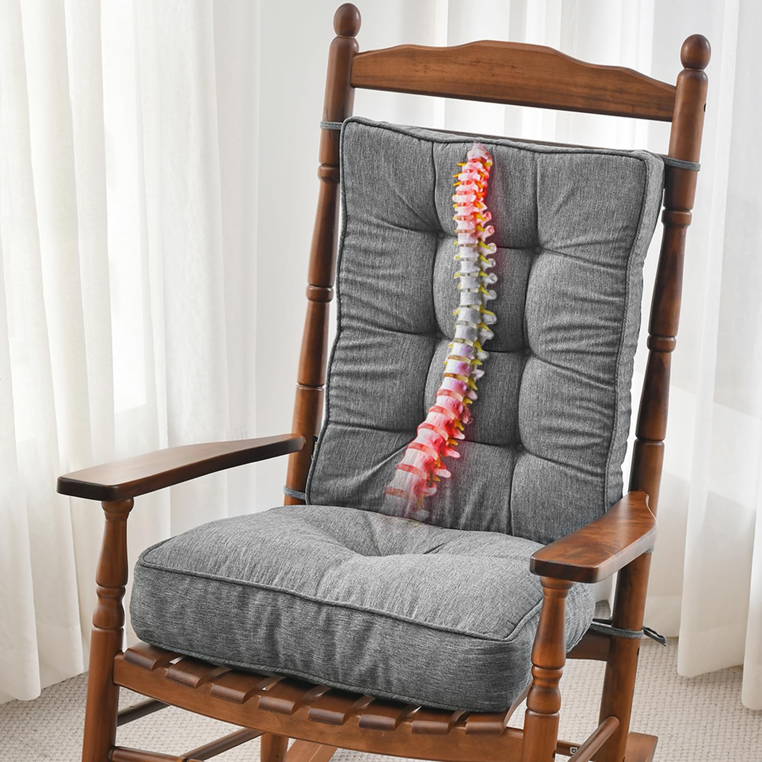 SUNROX memory foam seat cushion 17x17 inches for ergonomic comfort on rocking chairs.