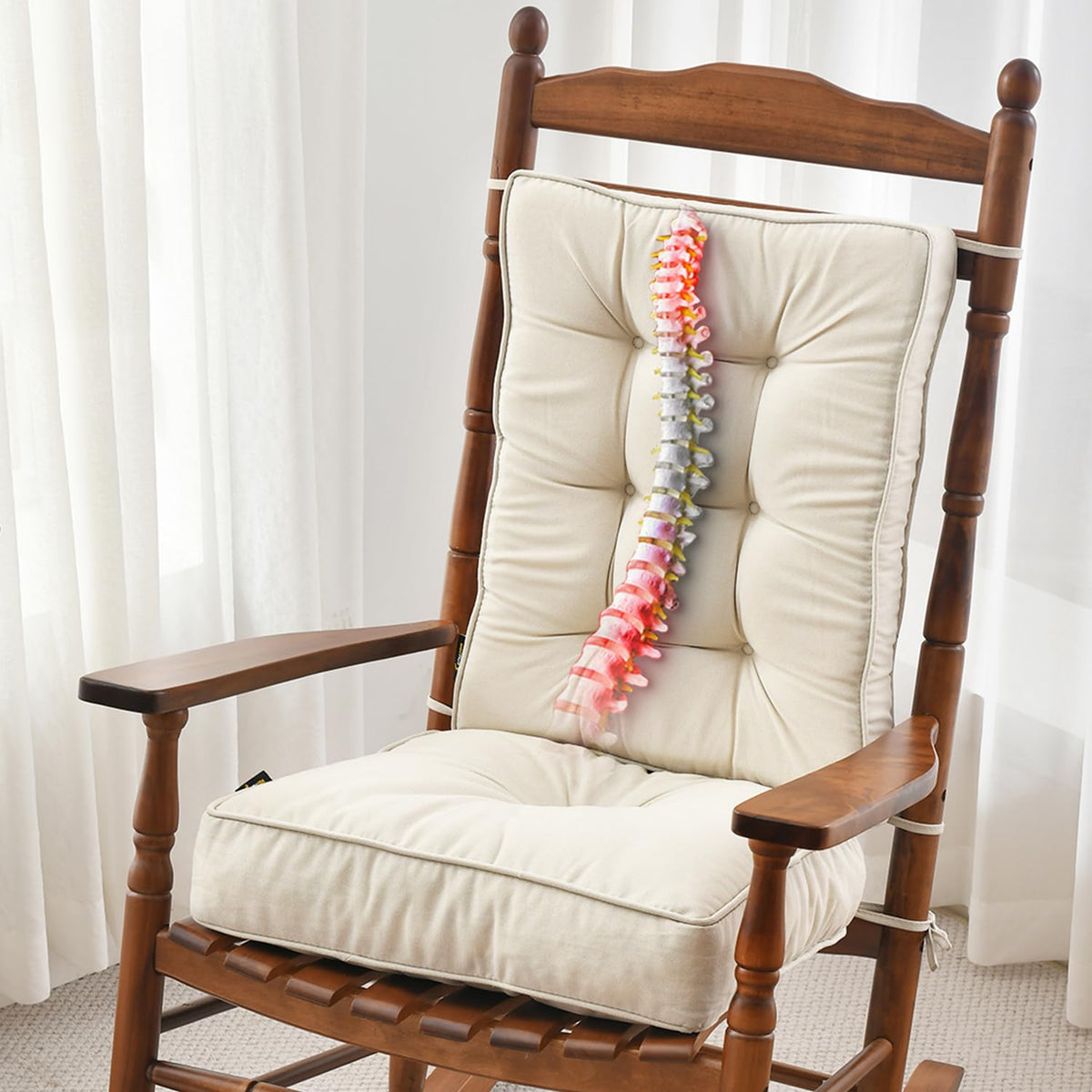 SUNROX memory foam seat cushion for rocking chairs offering supportive comfort in cream