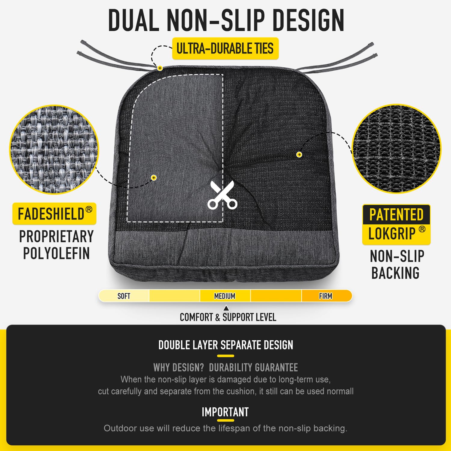 SUNROX tufted design with double-stitched seams enhances durability and style.