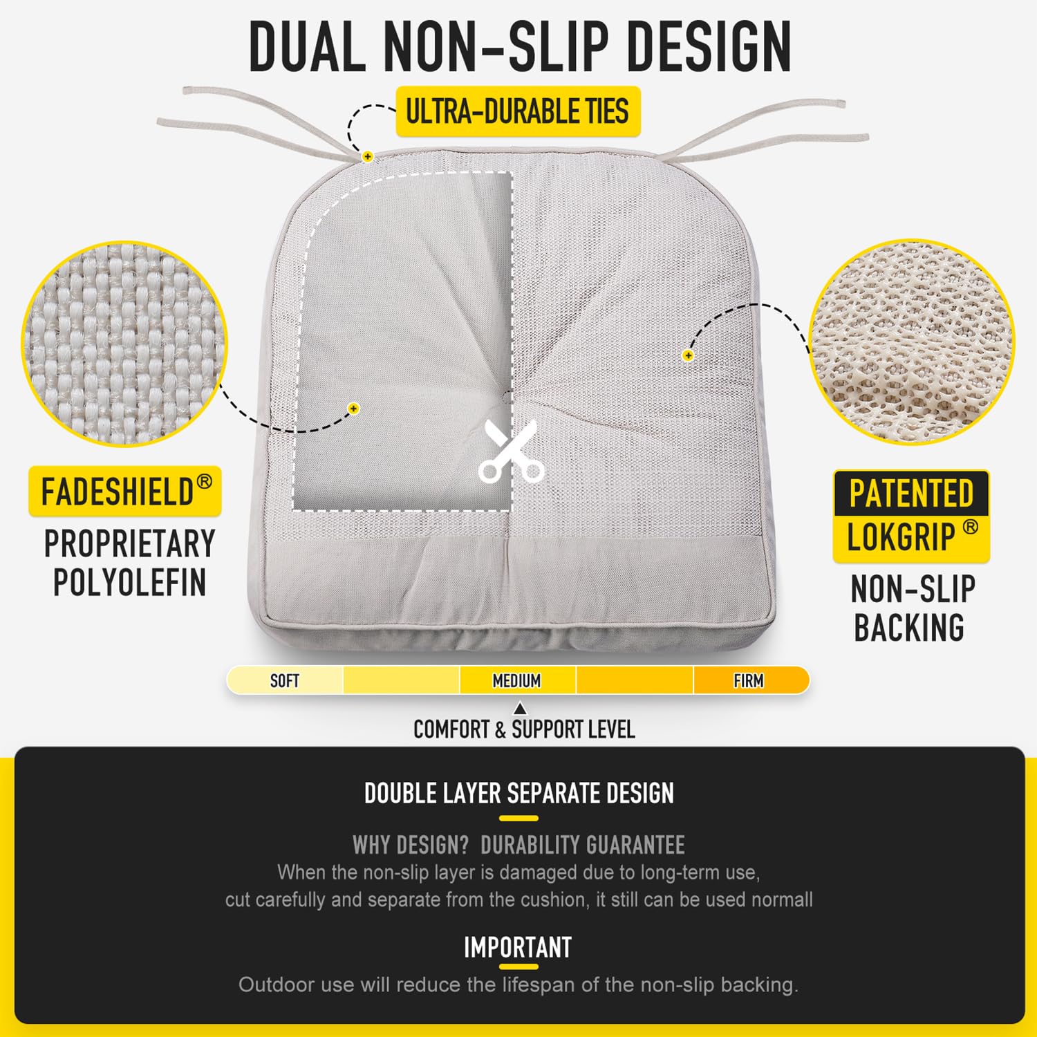 SUNROX tufted design adds style and keeps fill evenly distributed