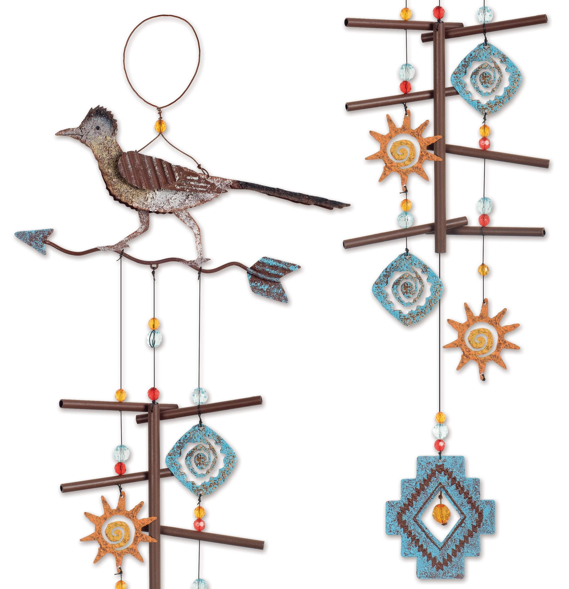 Sunset Vista wind chime with dancing metal rods creates ambient outdoor music