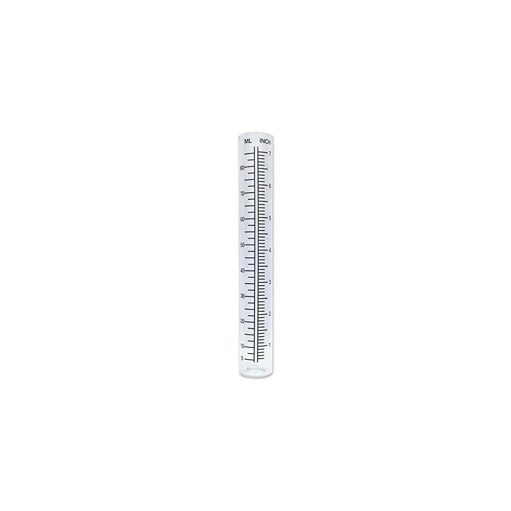Sunset Vista Designs rain gauge glass tube with clear finish for garden display.