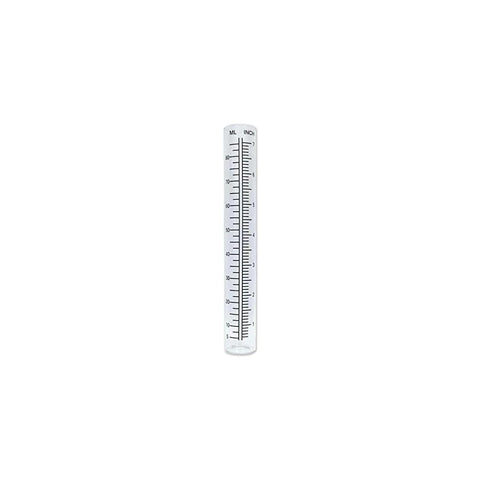 Sunset Vista Designs rain gauge glass tube with clear finish for garden display.