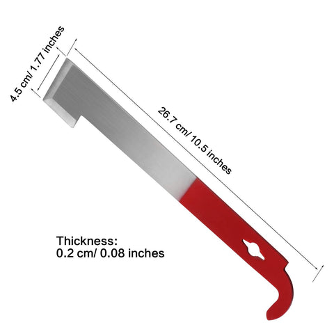Sunshane hive tool edge acts as a beeswax scraper for clean cuts.