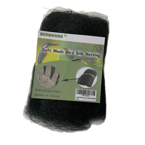 SUNSHORE bird net with four pockets deters birds safely.