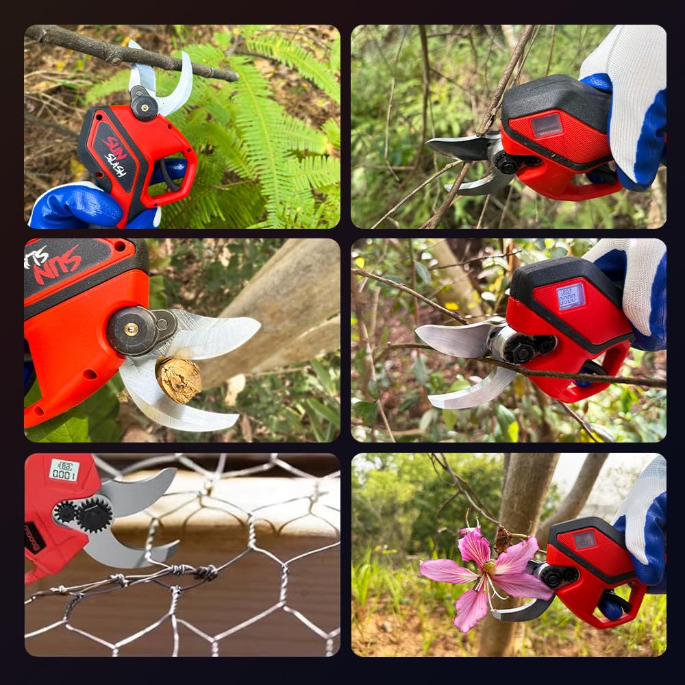 SUNSLASH 1.6-inch cutting capacity handles small to medium branches with precision.