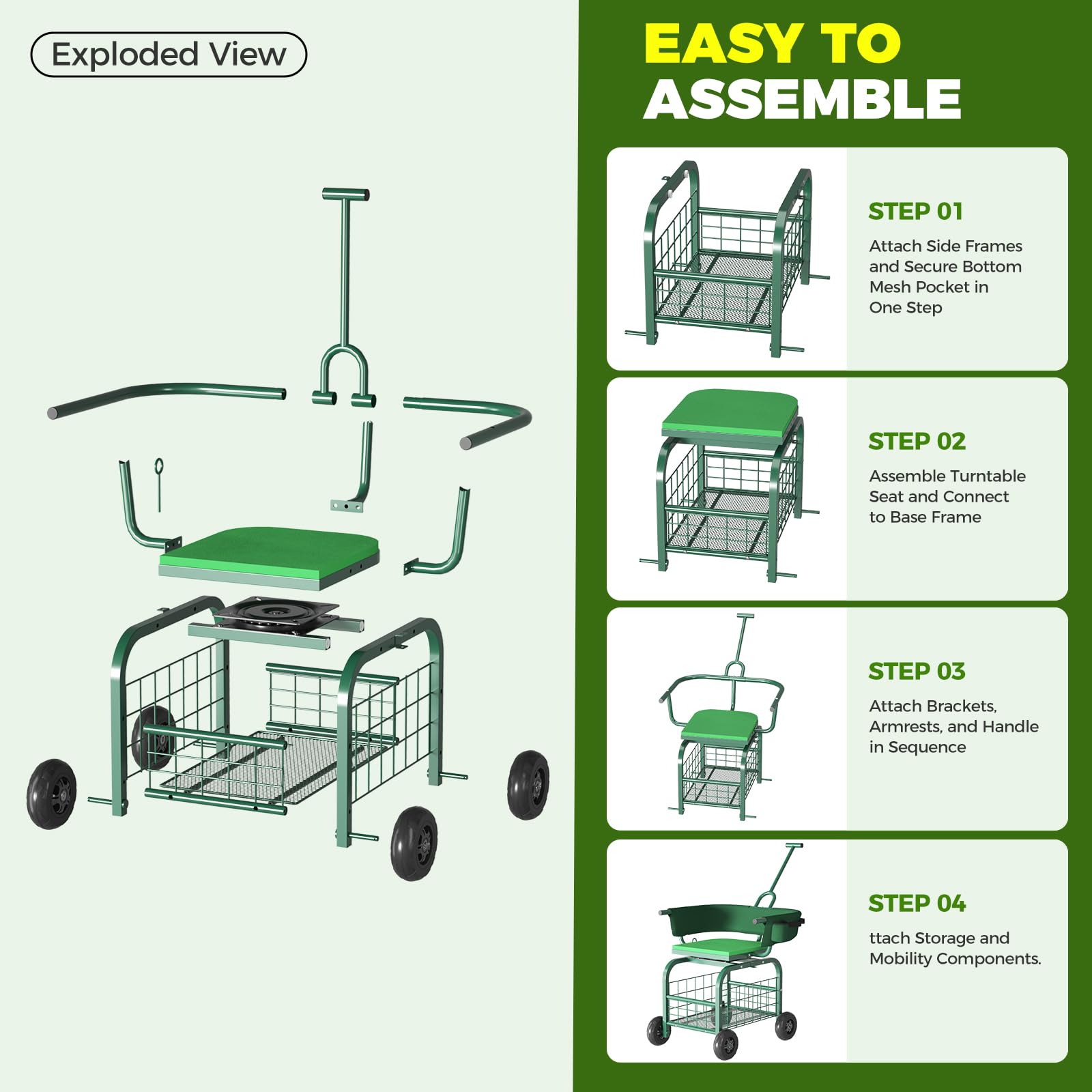Suntee garden seat with wheels in garden demonstrating outdoor use.