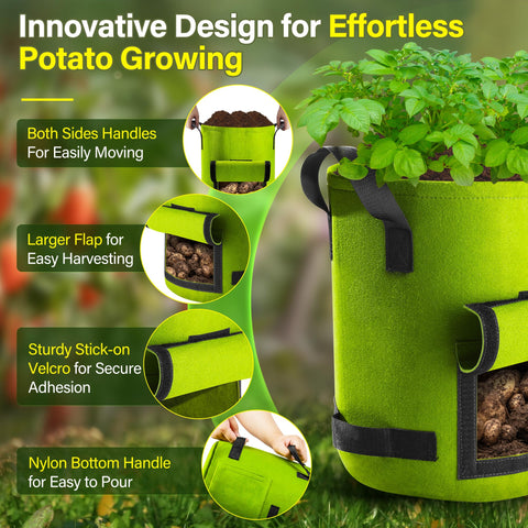 Suntee large Velcro harvest window facilitates potato checks.
