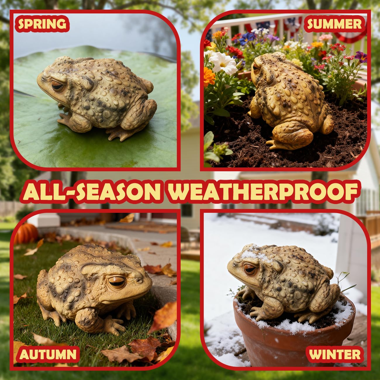 Weather resistant garden statue withstands sun and rain in any climate.