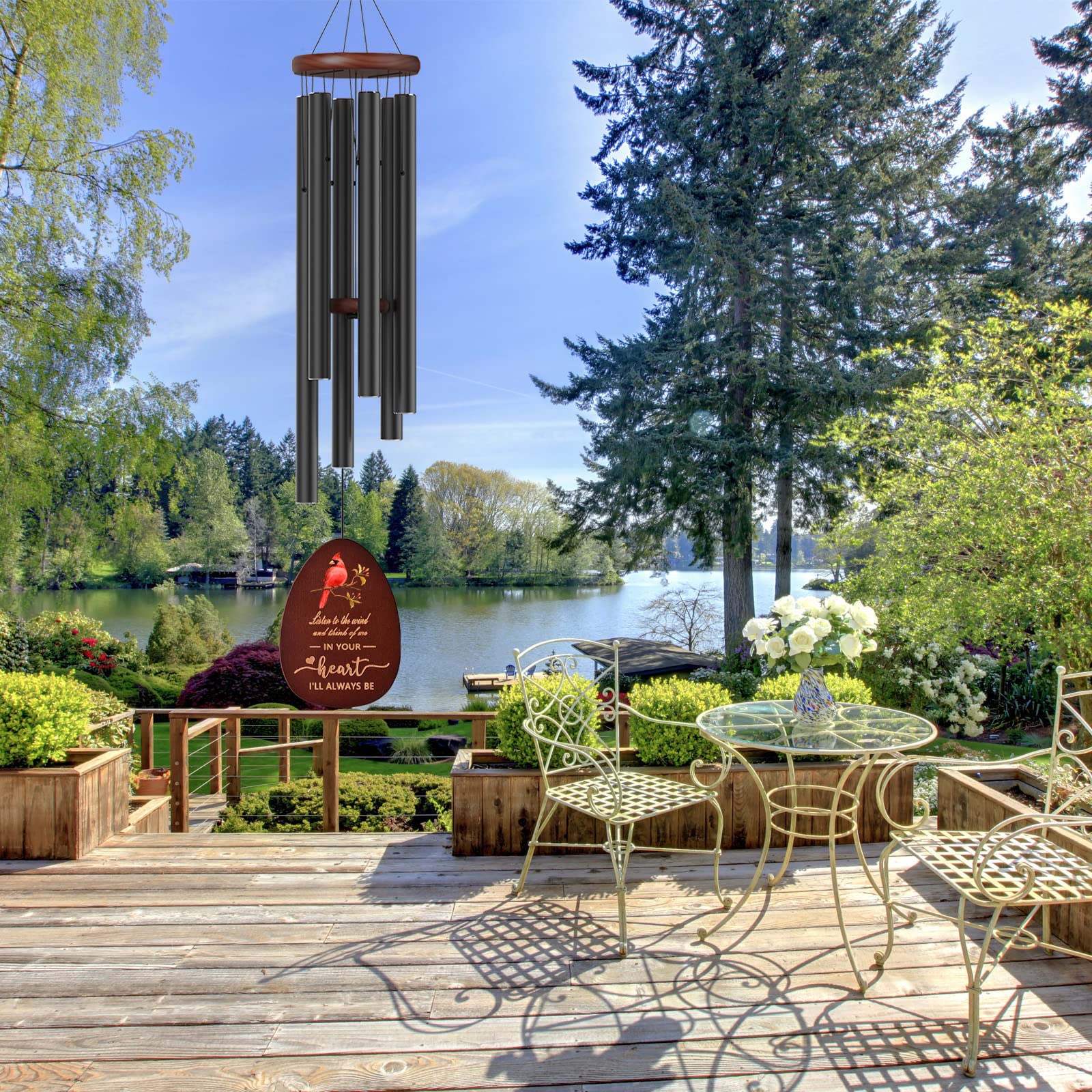Suntimber Cardinal Wind Chimes creates reflective moments in garden ambience