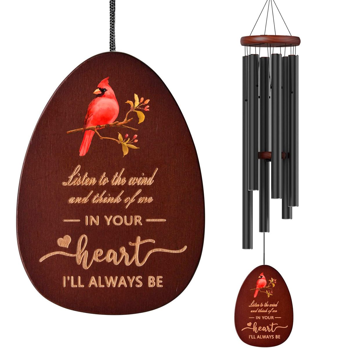 Suntimber Cardinal Wind Chimes top hook in durable outdoor-ready design for memorial displays