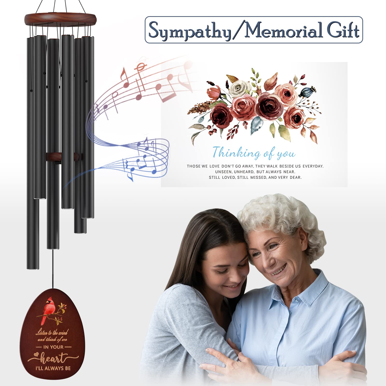 Suntimber Cardinal Wind Chimes wind catcher with color-printed cardinal adds a touching tribute