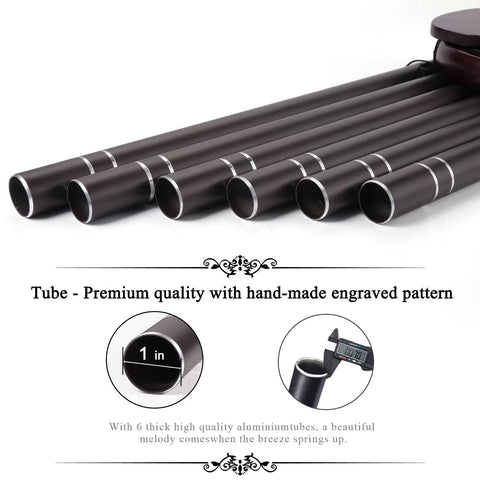 Suntimber pentatonic tuning offers clear, melodious notes with every breeze.